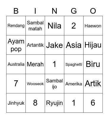 Jhnhyuk's bingo Card