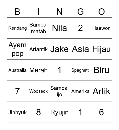 Jhnhyuk's bingo Card