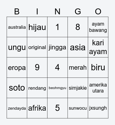 jxsungh Bingo Card
