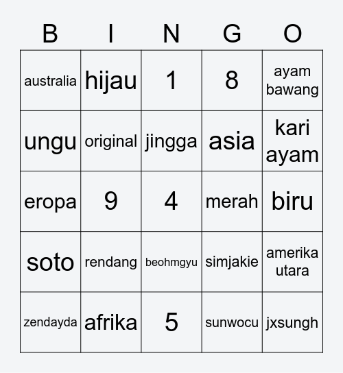 jxsungh Bingo Card