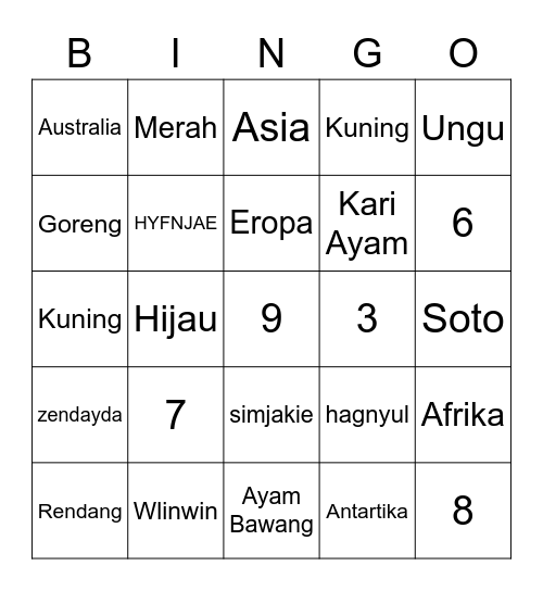Punya hieeseung Bingo Card