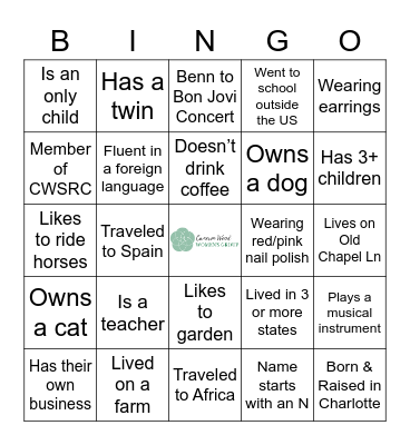 Get To Know Your Neighbors! Bingo Card