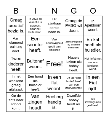 Zoek iemand die.... Bingo Card