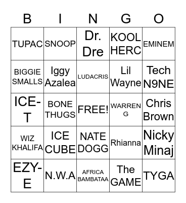 Music Bingo Card