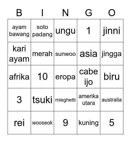 hase Bingo Card