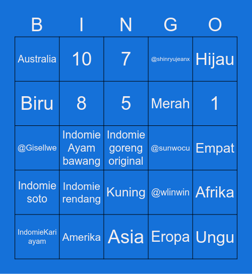 Yara Bingo Card
