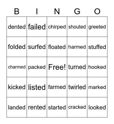 "Three Sounds of -ed" Bingo Card