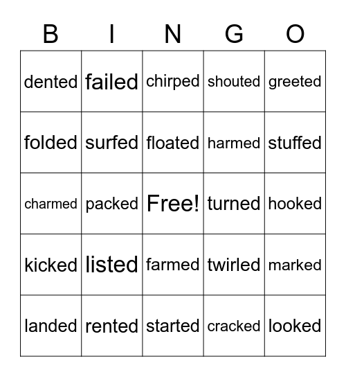 "Three Sounds of -ed" Bingo Card