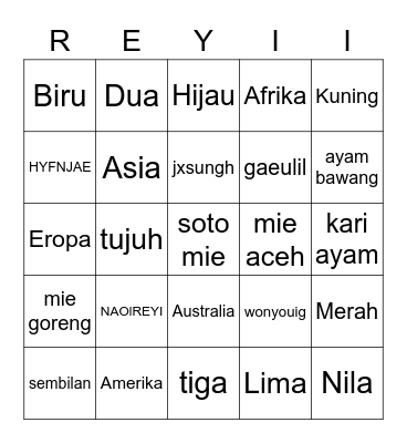 bingo airi. :3 Bingo Card