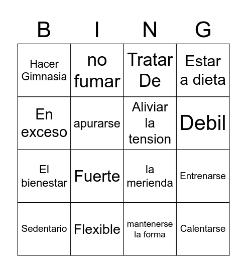 El Bienestar Bingo Card