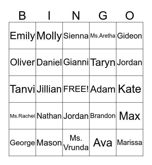 Open Door Name BINGO Card