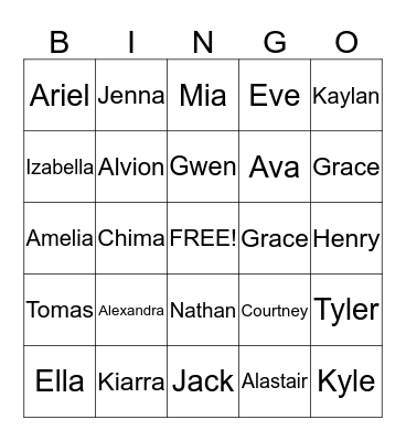 Open Door Name BINGO Card