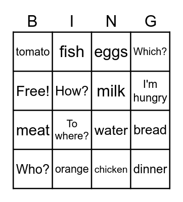 Spanish 2 Bingo Card