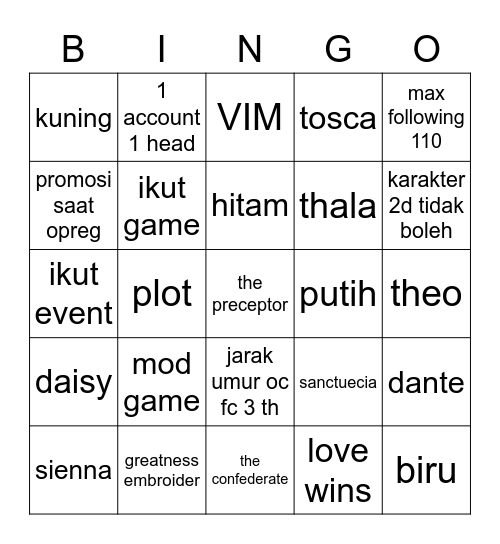 Anja's Bingo Card