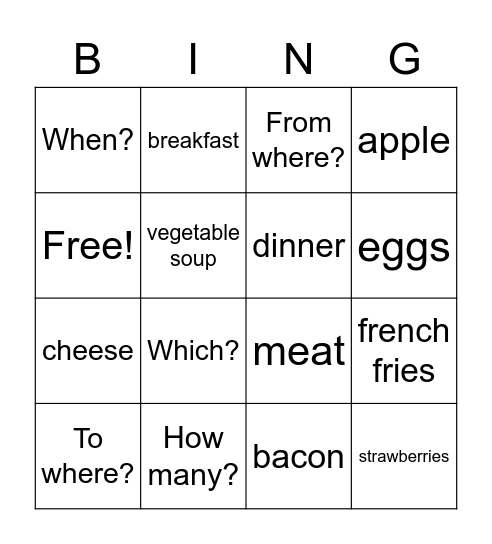 Spanish 2 Bingo Card