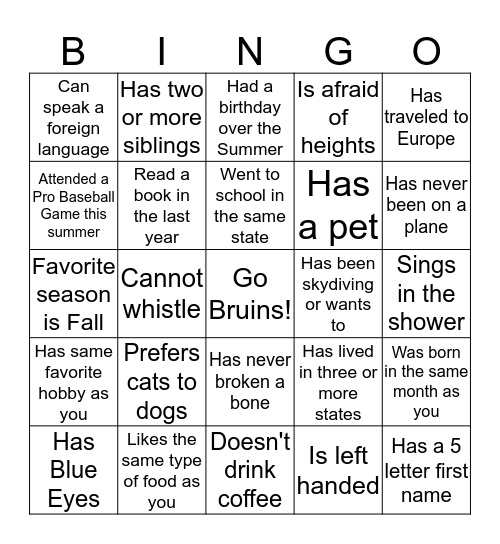 Welcome to Belmont!  Now find someone who..... Bingo Card