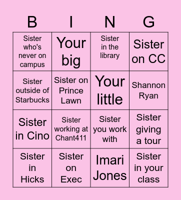 Chi Omega Spotted 👀 Bingo Card