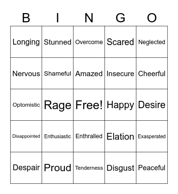 Feelings! Bingo Card