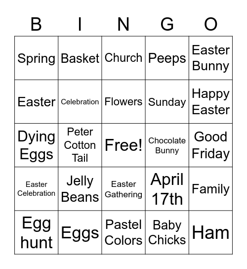 Easter Bingo! Bingo Card