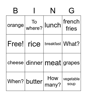 Spanish 2 Bingo Card