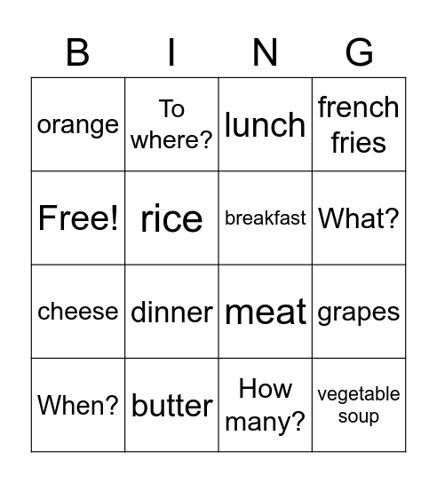 Spanish 2 Bingo Card