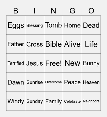 Easter Outdoors Bingo Card