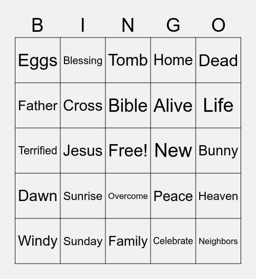 Easter Outdoors Bingo Card