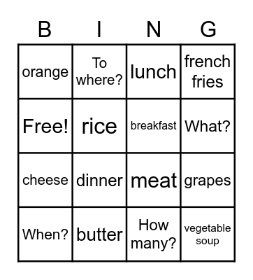 Spanish 2 Bingo Card
