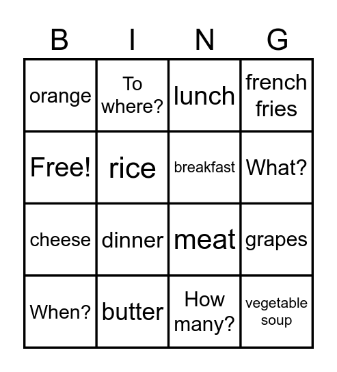 Spanish 2 Bingo Card