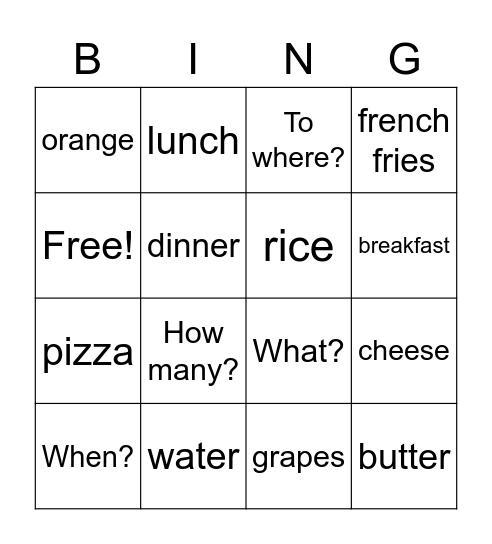 Spanish 2 Bingo Card