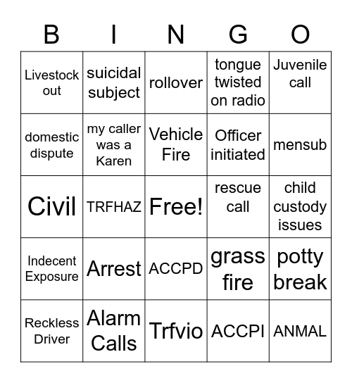 DISPATCH BINGO Card