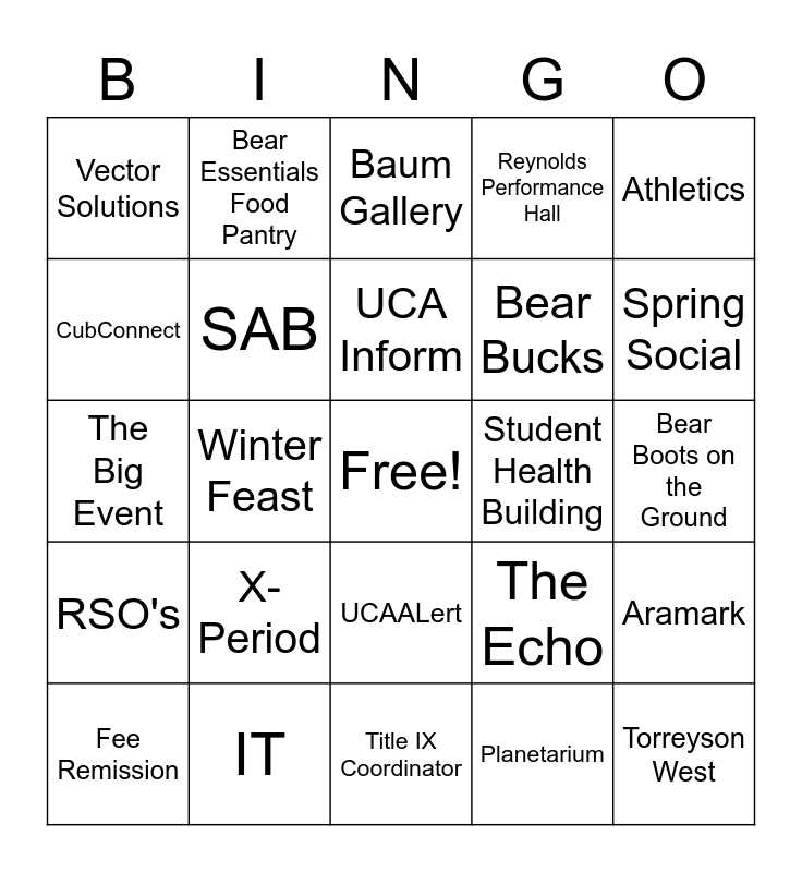 Bear Bingo Card