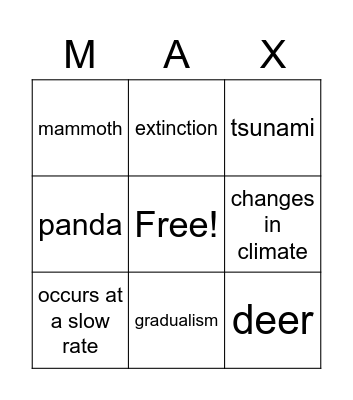Gradual and Mass Extinction #2 Bingo Card