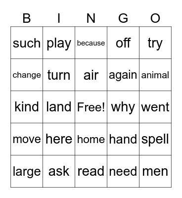 15 & 16 Bingo Card