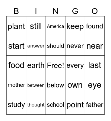 17 & 18 Bingo Card