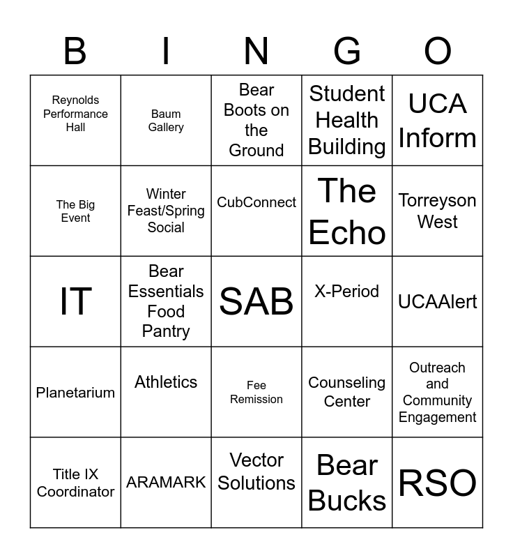 BEAR BINGO Card