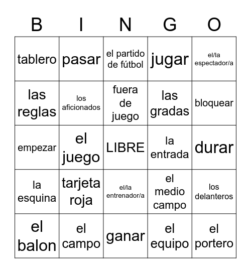 EL FúTBOL Bingo Card