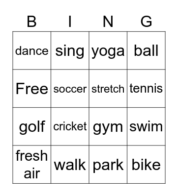 Moving and Grooving! Bingo Card