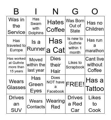 Service Excellence Bingo Card