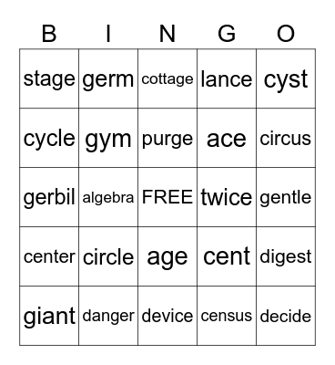 GENTLE CINDY RULE Bingo Card