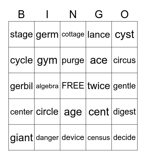 GENTLE CINDY RULE Bingo Card