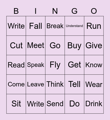 Verbs in the past Bingo Card