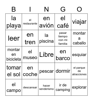 De vacaciones Bingo Card