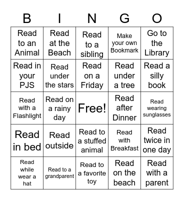 Summer Reading Bingo Card