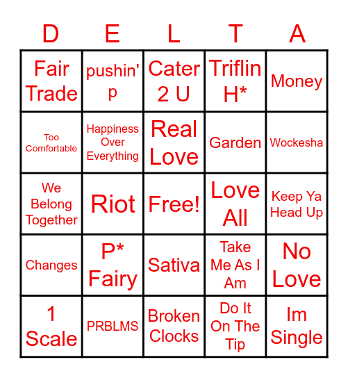 Music Bingo Card