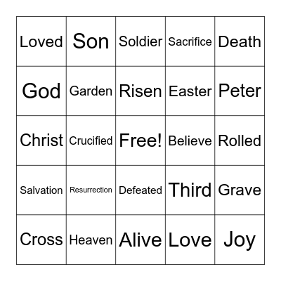 Easter Sunday Bingo Card