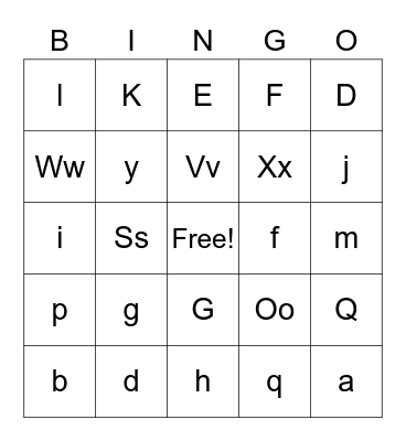 Alphabet BINGO Card