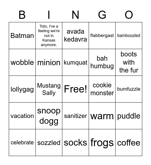 Alex's Bingo Card