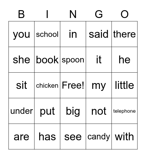 Edmark Bingo Card