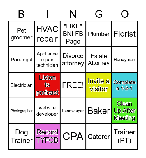 BNI BINGO Card